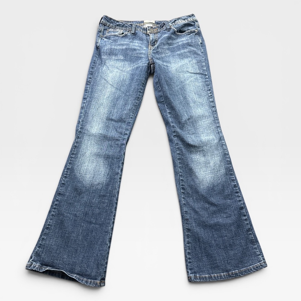Vtg 90's SO Bootcut Jeans Womens 9 Blue Low Rise Faded Stretch Y2K Indie Flare